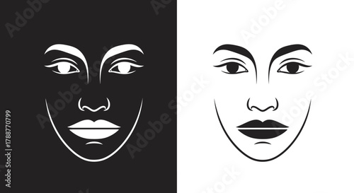 Minimalist Woman Face Vector Icon Elegant Black and White Beauty Logo Template Illustration
