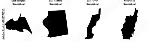 East Hampton, East Hartford, East Haven, Greenwich outline maps