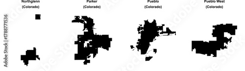 Northglenn, Parker, Pueblo, Pueblo West outline maps