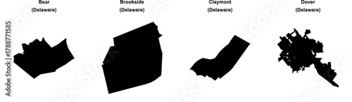 Bear, Brookside, Claymont, Dover outline maps