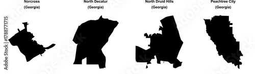 Norcross, North Decatur, North Druid Hills, Peachtree City outline maps