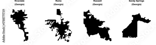 Riverdale, Rome, Roswell, Sandy Springs outline maps