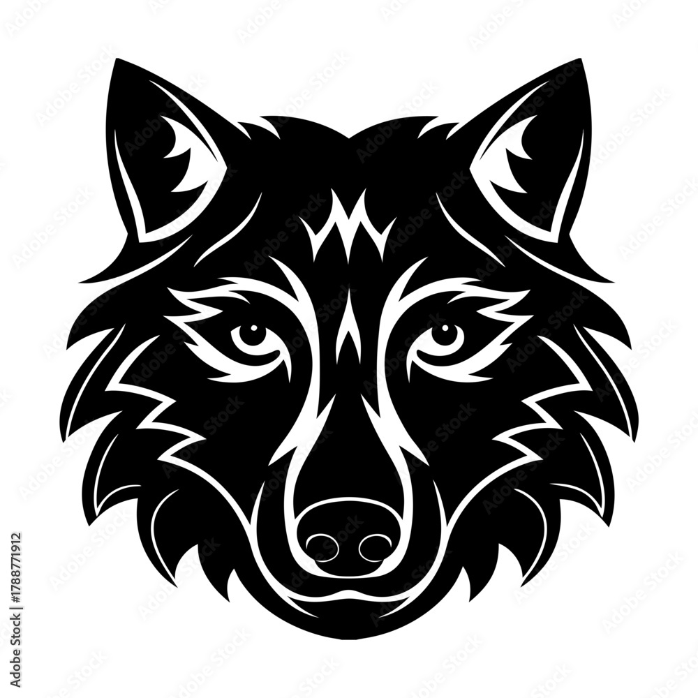 Fototapeta premium Powerful Wolf Head Graphic Design Depicting Wild Animal Wildlife Spirit Vector Illustration