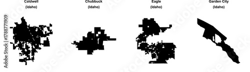 Caldwell, Chubbuck, Eagle, Garden City outline maps