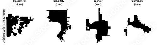 Pleasant Hill, Sioux City, Spencer, Storm Lake outline maps