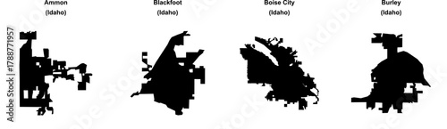 Ammon, Blackfoot, Boise City, Burley outline maps