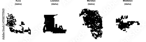 Kuna, Lewiston, Meridian, Middleton outline maps