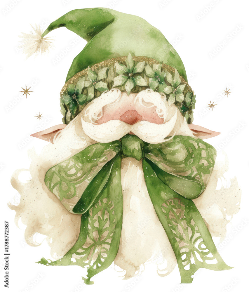 Obraz premium PNG Elf illustration watercolor christmas.
