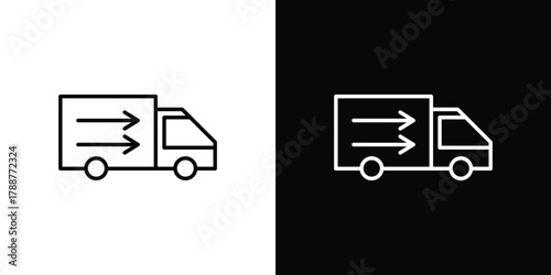 Truck arrow icon line vector illustration. vector graphics
