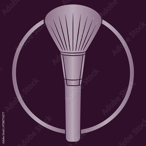 Makeup Brush Icon within a Circle processed line
