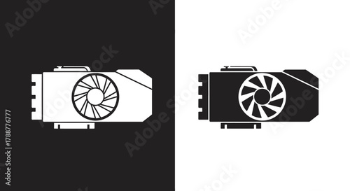 Minimalist Computer Graphics Card Vector Icon for Technology and Gaming Design