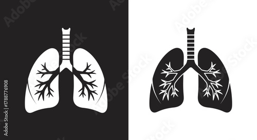 Minimalist Human Lungs Vector Icon Set for Medical and Healthcare Graphics