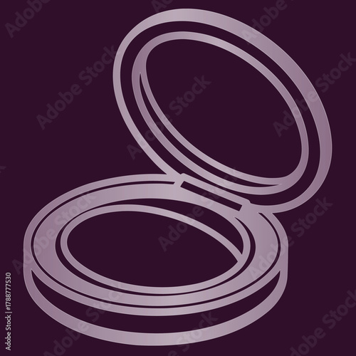 Open Compact Mirror Cosmetic Container Icon makeup