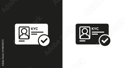 Minimalist KYC Verification Vector Icon Set with ID Card and Checkmark