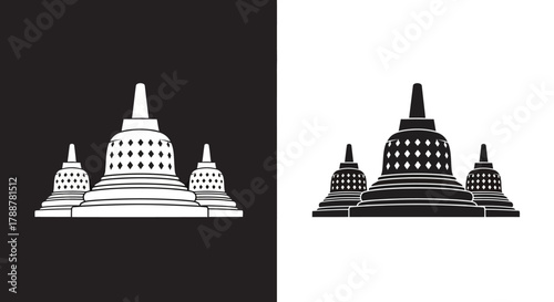 Minimalist Borobudur Temple Vector Icon Illustration of an Indonesian Landmark