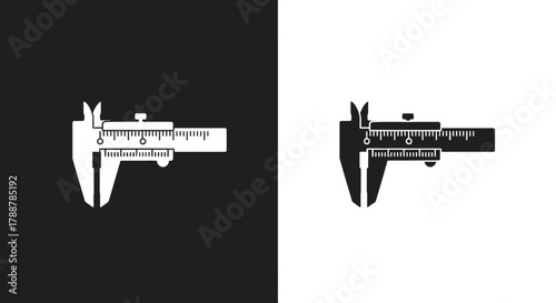 Minimalist Caliper Tool Vector Icon for Engineering and Precision