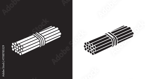 Black and white vector icon of a bundle of sticks tied together.