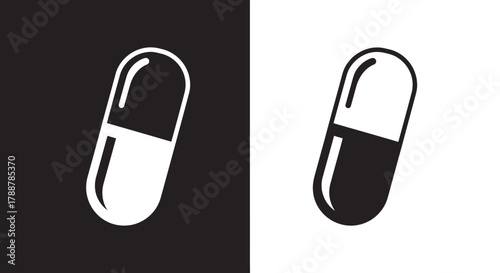 Minimalist Pill Capsule Vector Icon Set for Medical and Pharmacy Design