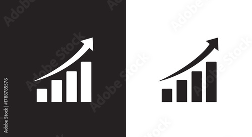 Minimalist Growth Chart Vector Icon with Upward Arrow Symbol