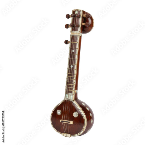 An enchanting detailed image showcasing the beauty of a classical veena