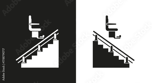 Minimalist Stair Lift Vector Icon for Accessibility and Mobility Design