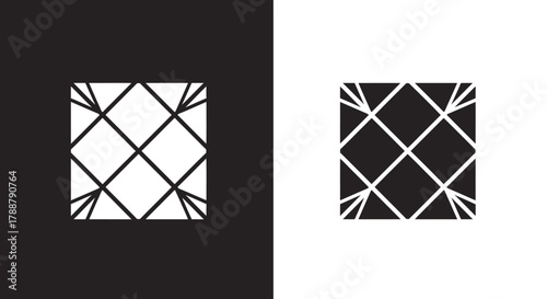 Minimalist Geometric Square Vector Logo Template with Abstract Grid Pattern