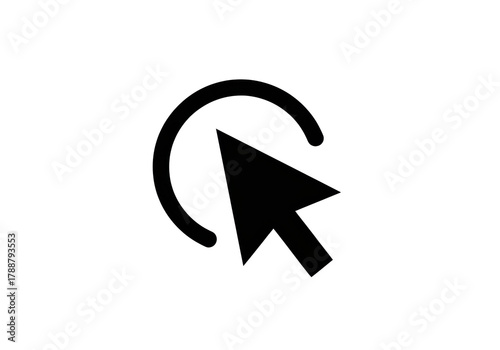 Naklejka Black cursor arrow with loading circle isolated PNG, pointer symbol for website design and user interface elements on transparent background