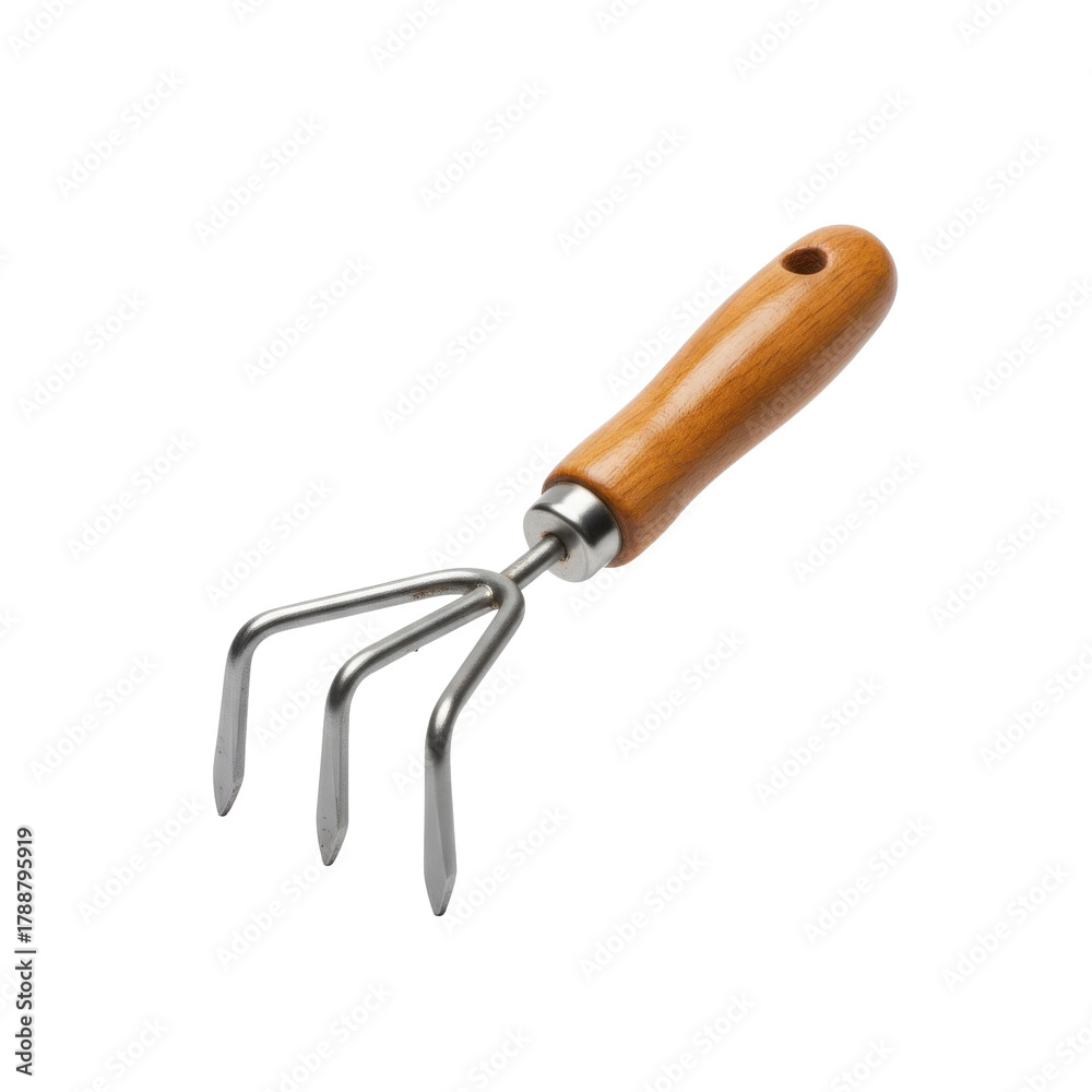 Fototapeta premium Close up studio shot of a garden hand fork with three tines