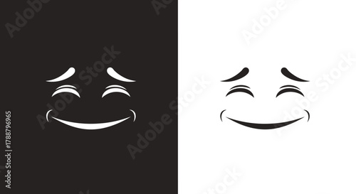 Illustration of a Happy Smiling Cartoon Face Vector with Hand Drawn Style in Black and White