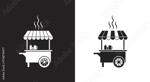 Minimalist Food Cart Vector Icon for a Street Food Stall and Market Vendor Logo