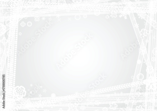 Winter tires on snowy background with falling snowflakes. Vector illustration for tire services.