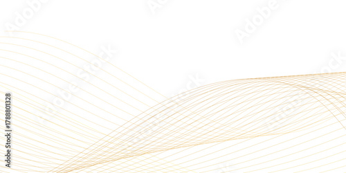 Abstract golden or yellow wave and curve lines background. Abstract frequency sound wave technology and science background. Wavy banner, template design. business, luxury.	
