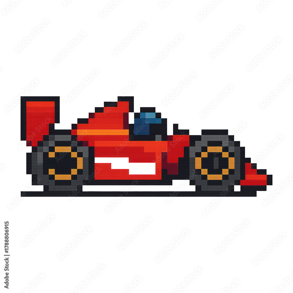 Naklejka premium PNG Retro pixel art racecar illustration.