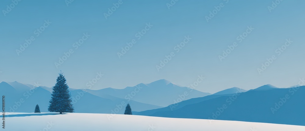 Naklejka premium Snowy mountains create a peaceful New Year scene