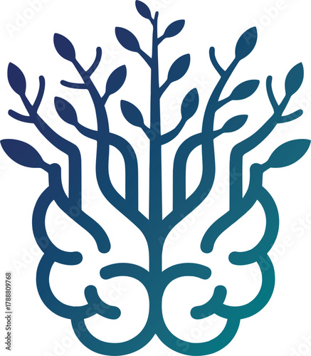 Abstract blue tree of life symbol design
