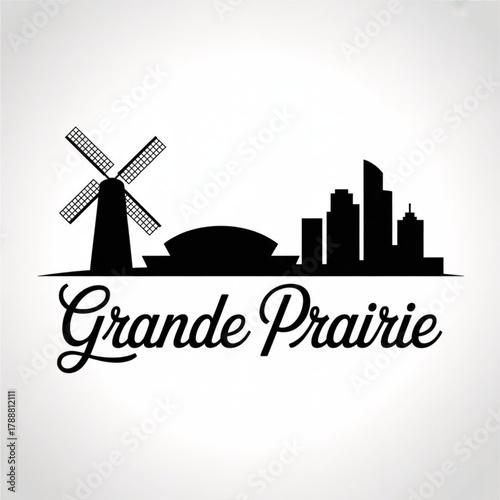 ‎Grande Prairie Skyline Silhouette — A Vibrant Northern Alberta City Vector Illustration