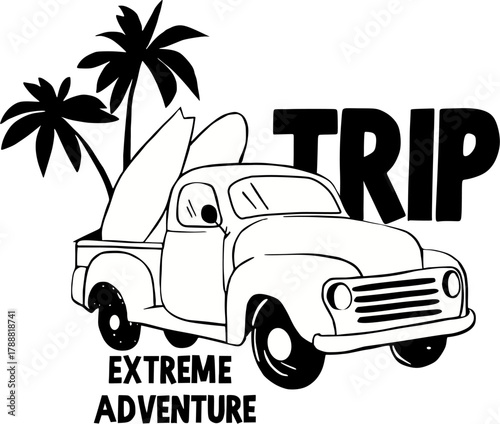 Retro Summer Surf Wear Graphic T-shirt Design