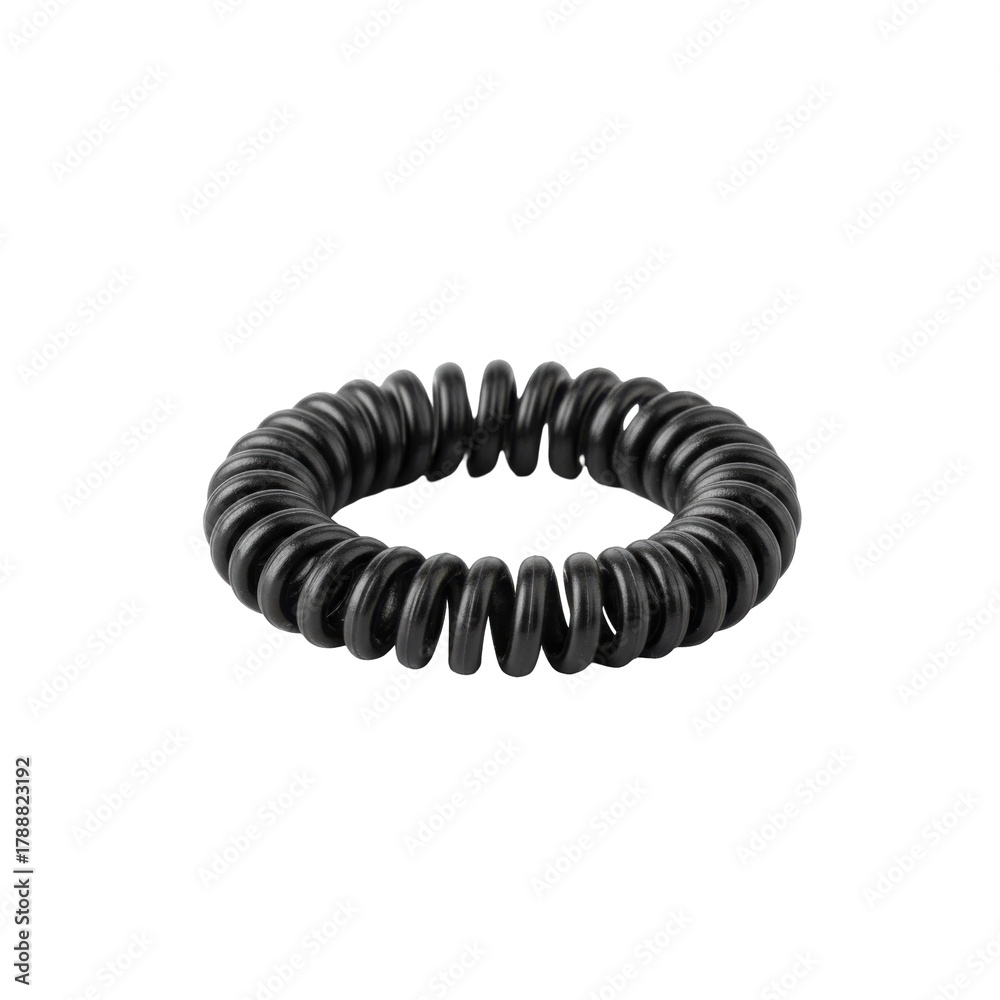 Obraz premium Minimalist depiction of a black spiral hair tie against a plain backdrop