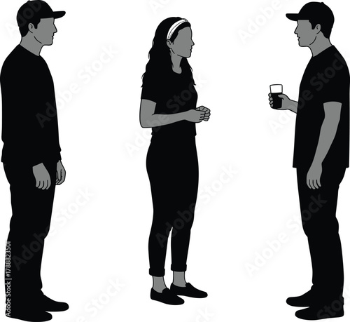 Group of people talking illustration, casual communication vector, teamwork discussion, friends meeting, social interaction design