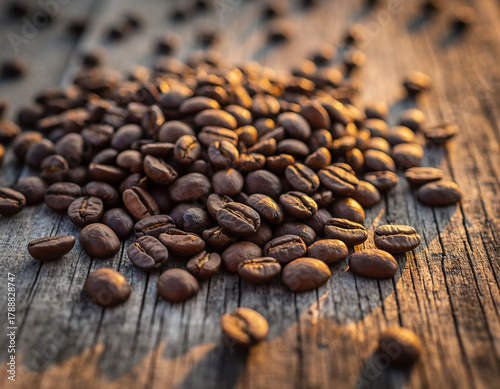 coffee beans on wooden background