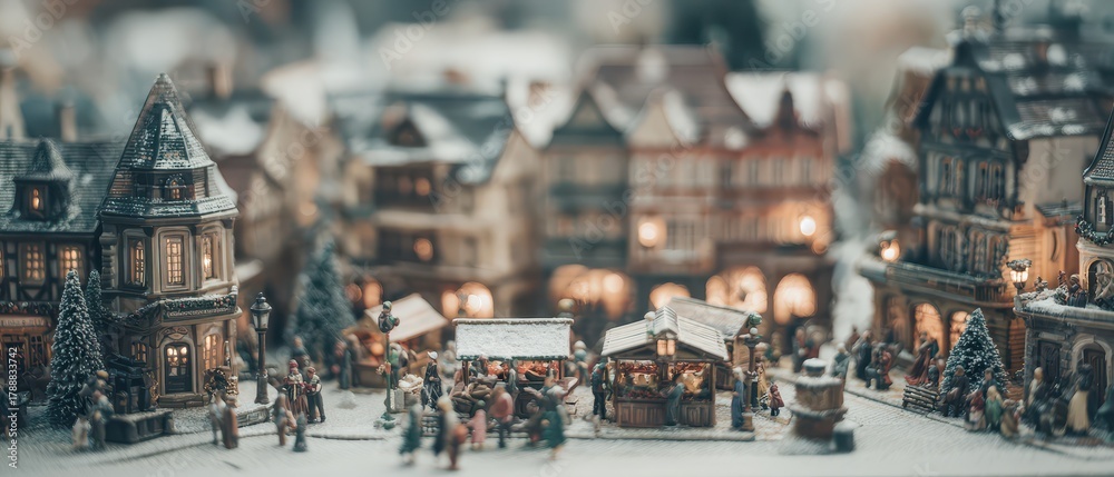 Obraz premium Joyful vintage Christmas market activities