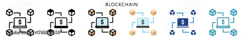 Blockchain Icon, Multi Style, Flat, Line, Glyph, Lineal, Dual Tone. Use For Modern Concept, Ui, Ux Web And App Development.