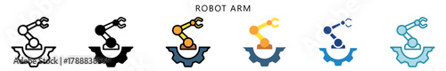Robot Arm Icon, Multi Style, Flat, Line, Glyph, Lineal, Dual Tone. Use For Modern Concept, Ui, Ux Web And App Development.