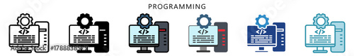 Programming Icon, Multi Style, Flat, Line, Glyph, Lineal, Dual Tone. Use For Modern Concept, Ui, Ux Web And App Development.