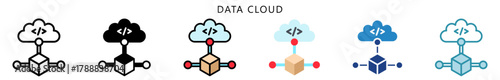 Data Cloud Icon, Multi Style, Flat, Line, Glyph, Lineal, Dual Tone. Use For Modern Concept, Ui, Ux Web And App Development.