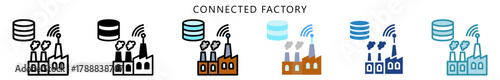 Connected Factory Icon, Multi Style, Flat, Line, Glyph, Lineal, Dual Tone. Use For Modern Concept, Ui, Ux Web And App Development.