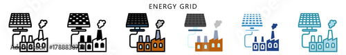 Energy Grid Icon, Multi Style, Flat, Line, Glyph, Lineal, Dual Tone. Use For Modern Concept, Ui, Ux Web And App Development.