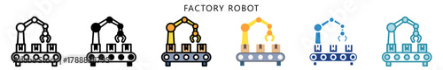 Factory Robot Icon, Multi Style, Flat, Line, Glyph, Lineal, Dual Tone. Use For Modern Concept, Ui, Ux Web And App Development.