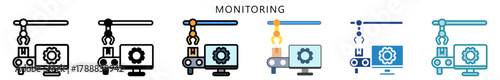 Monitoring Icon, Multi Style, Flat, Line, Glyph, Lineal, Dual Tone. Use For Modern Concept, Ui, Ux Web And App Development.