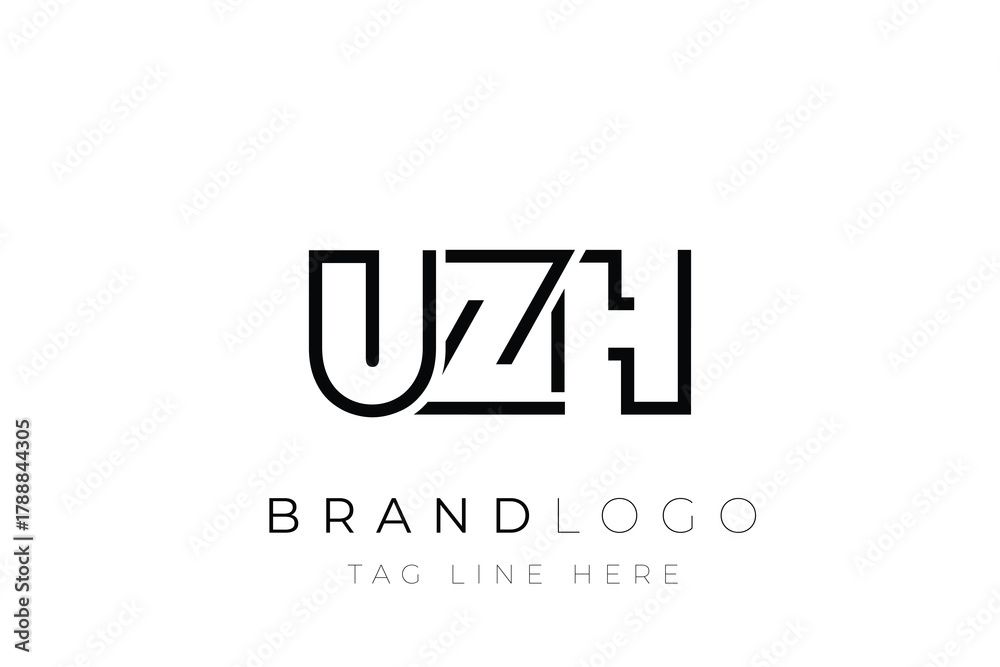 Fototapeta premium UZH abstract letter logo design. Modern Business Logo Design With Abstract Typography and Contemporary Style